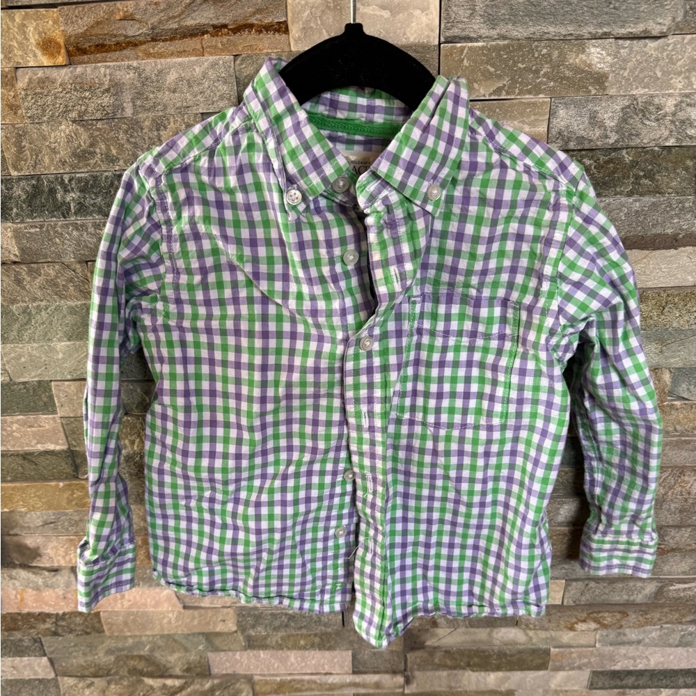The children’s place Kids Checkered Shirt - Green and Purple